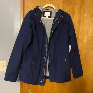 NWT awesome Old Navy water-resistant hooded jacket, navy blue.